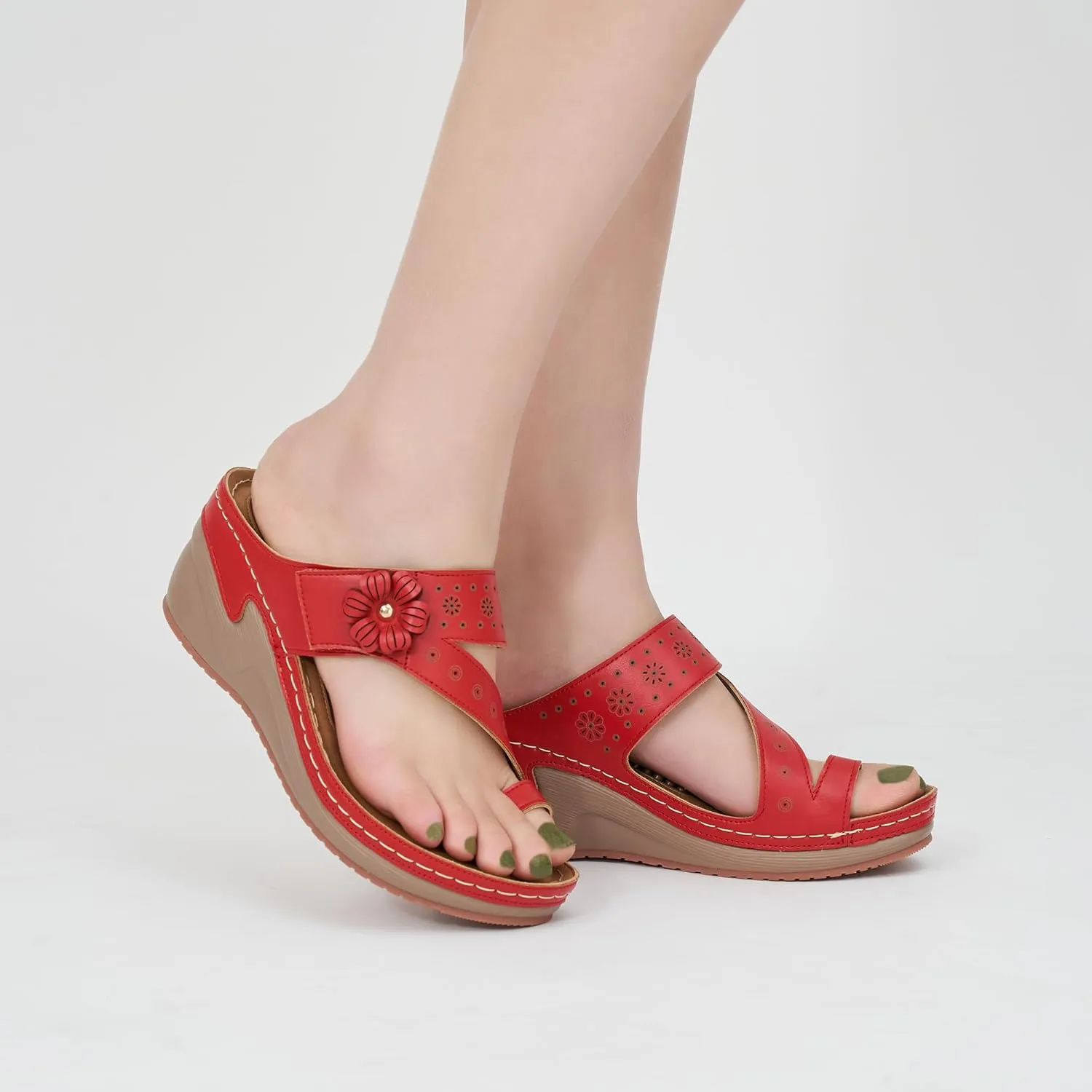 FUDYNMALC Sandals Women Wedge Shoes: Comfortable Womens Orthopedic Sandal Dressy Summer Flip Flops Fashion Walking Wedges with Adjustable