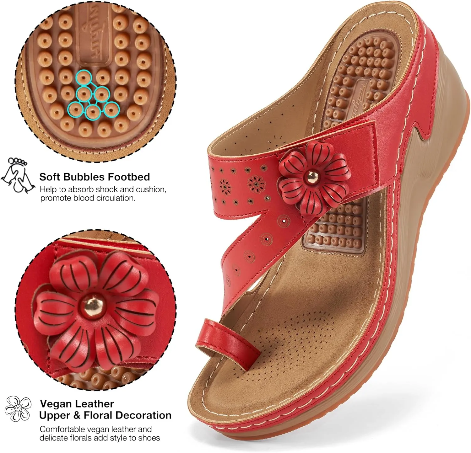 FUDYNMALC Sandals Women Wedge Shoes: Comfortable Womens Orthopedic Sandal Dressy Summer Flip Flops Fashion Walking Wedges with Adjustable