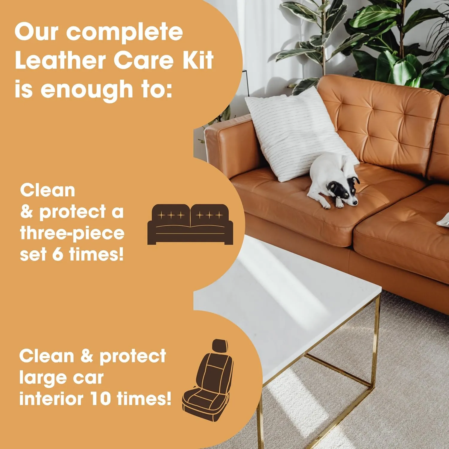 Furniture Clinic Large Leather Care Kit | Leather Cleaner   Conditioning Protection Cream for Furniture | Two 17oz Bottles   1 Sponge & 1 Cloth | Restore Leather Couches, Car Seats, Jackets, & Boots