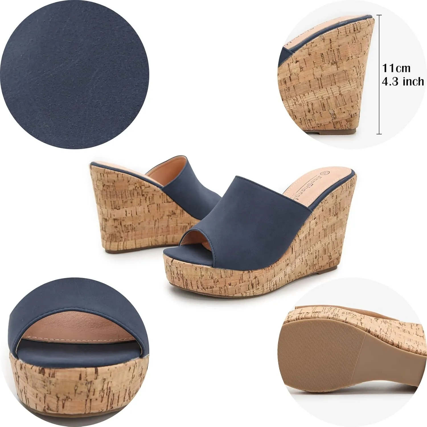 gloryinterest Wedge Sandals for Women Platform High Heels Summer Mule Slip on Comfortable Soft Arch Support Sandals Black Pink White Blue US5-12