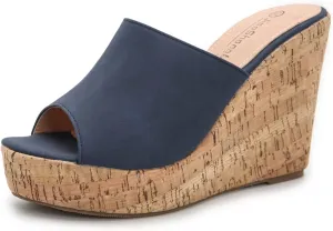 gloryinterest Wedge Sandals for Women Platform High Heels Summer Mule Slip on Comfortable Soft Arch Support Sandals Black Pink White Blue US5-12