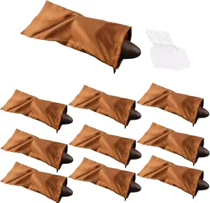 GONGKANGYUAN 10 Pack Shoe Bags for Travel Satin Fabric Shoe Bag with Drawstring for Men Women Travel Protecting Storing Shoes (Brown)