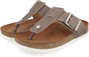 HAFLINGER Women's Summer Soft Leather Anatomic Footbeds Non-Slip Cora Thong Sandals Slide