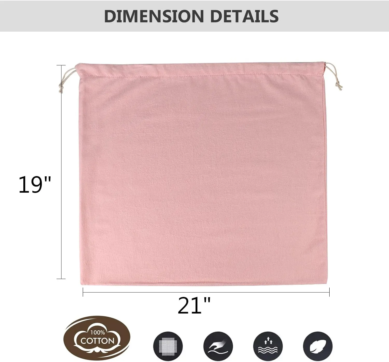 HAMBOLY 100% Cotton Bags 5 Pack Dust Cover Storage Pouch with Drawstring Closure for Packaging Handbags Purses Pocketbooks Shoes Boots, Pink (21 x 19 in)