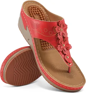 HARENCE Wedge Sandals for Women Dressy: Comfortable Cushion Footbed Walking Platform Shoes Summer Casual Womens Flip Flops