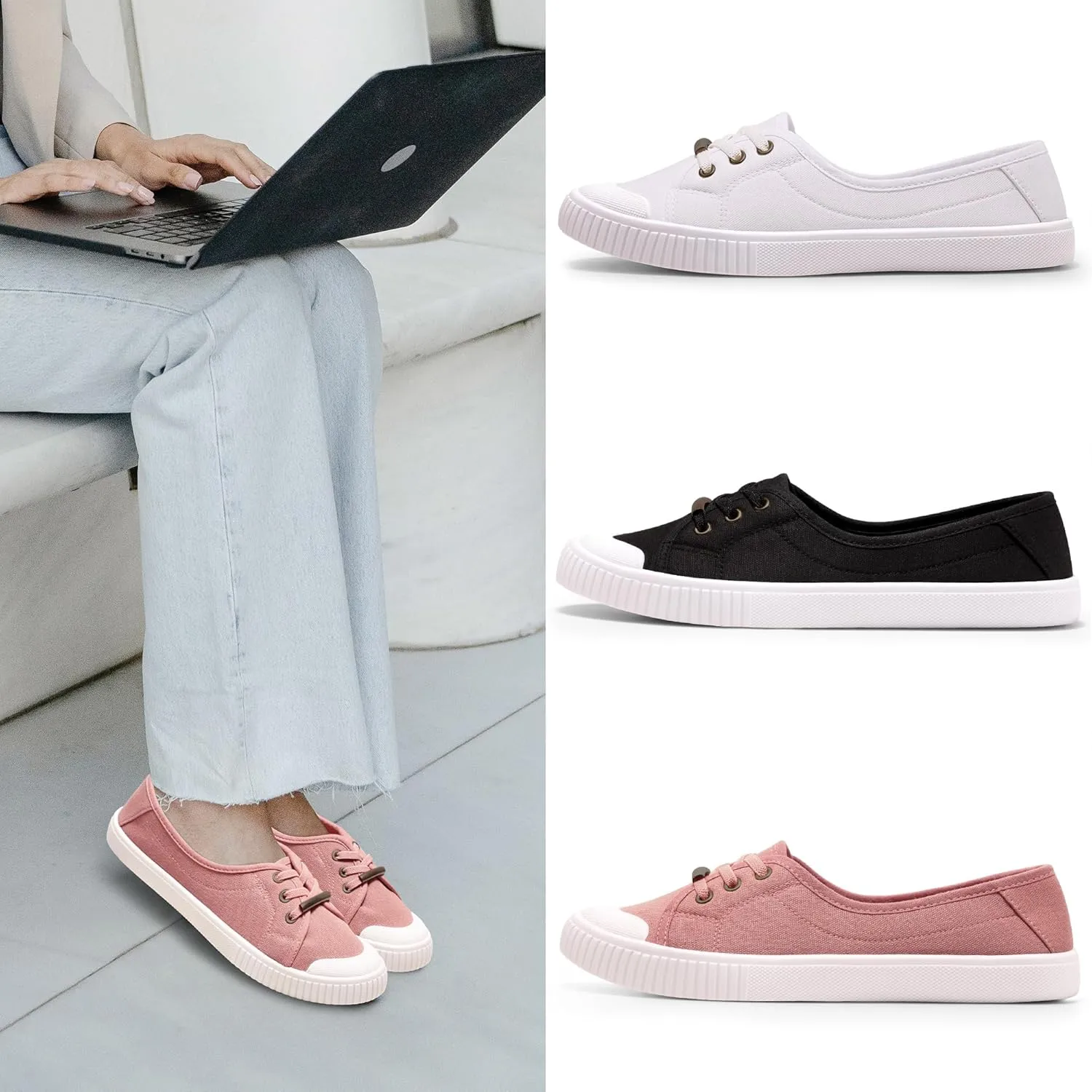 Harvest Land Womens Canvas Low Top Sneakers Slip on Shoes for Women Fashion Walking Sneakers