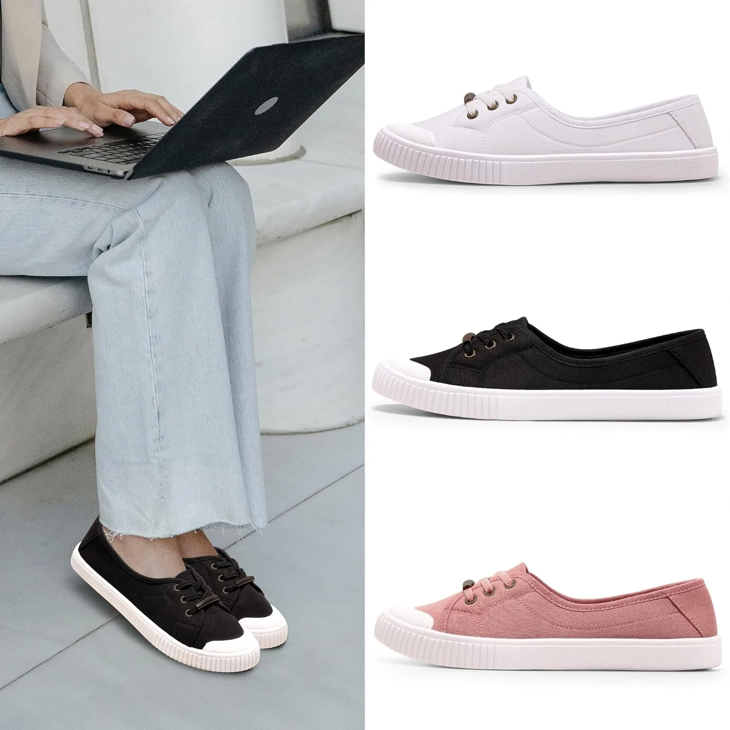 Harvest Land Womens Canvas Low Top Sneakers Slip on Shoes for Women Fashion Walking Sneakers