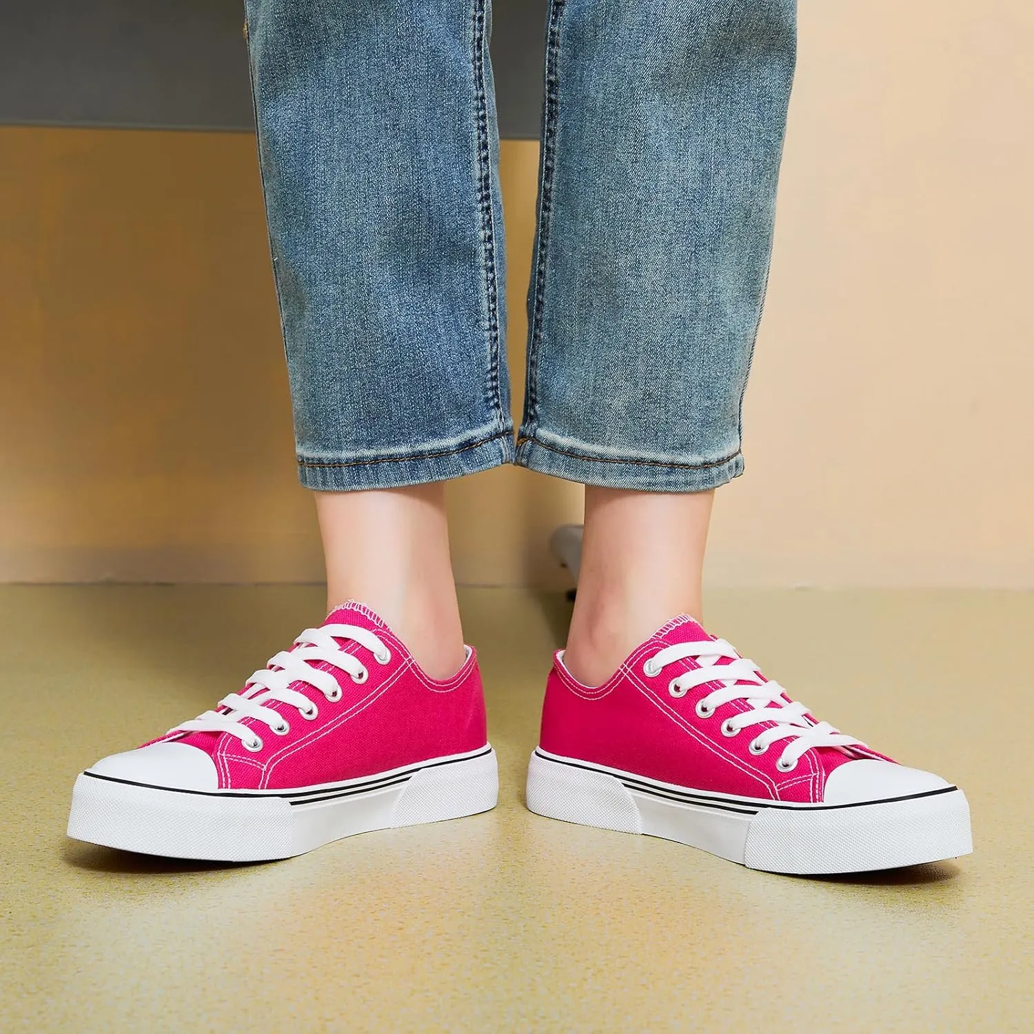 hash bubbie White Sneakers for Women Low Top Canvas Shoes Womens Canvas Sneakers Women's Fashion Sneakers Slip on Casual Tennis Shoes