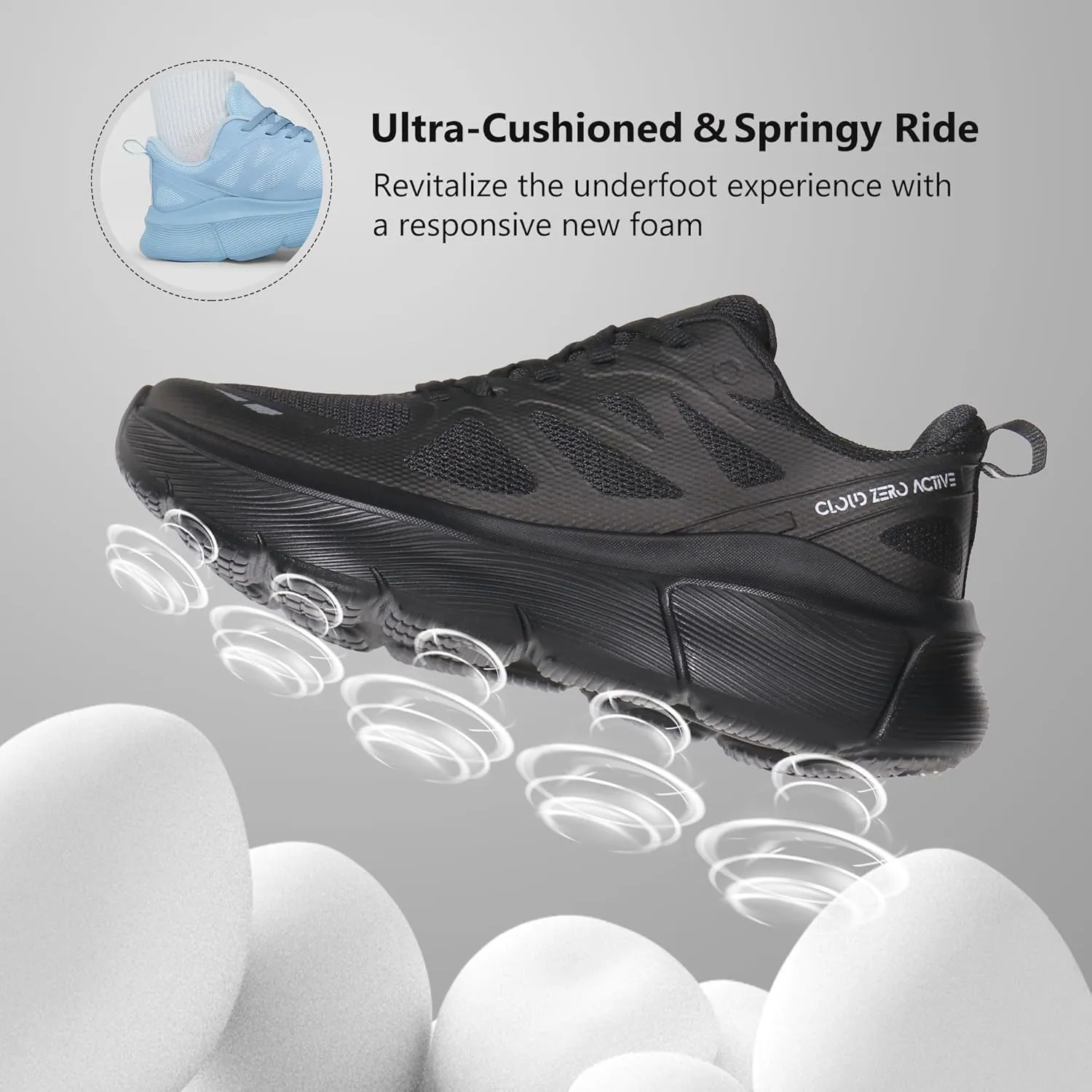 Hawkwell Women's Cloud Zero Active Walking Tennis Cushion Running Shoes Breathable Athletic Gym Workout Jogging Sports Sneakers Non Slip Medical Work Shoes