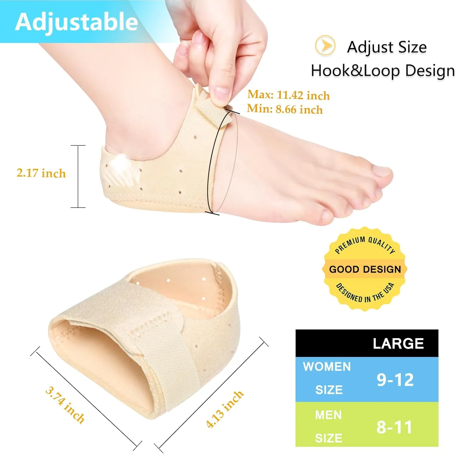 Heel Protectors, Heel Cups for Heel Pain, Heel Support, Thicken&Breathable, Idea for Plantar Fasciitis Relief, Bone Spur, Gel Heel Cups for Shoes, Silicone Heel Cushion for Men and Women-Beige
