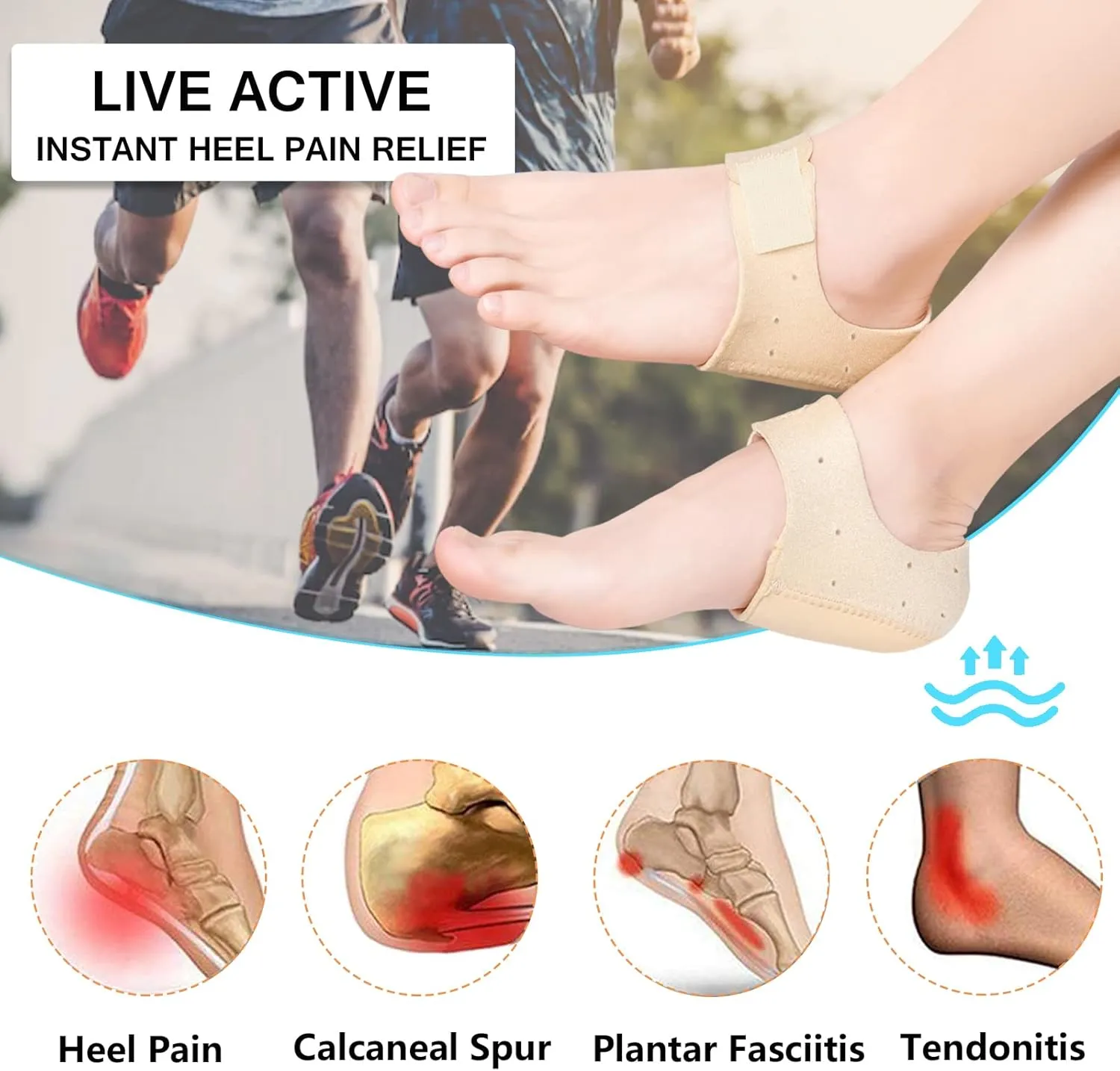 Heel Protectors, Heel Cups for Heel Pain, Heel Support, Thicken&Breathable, Idea for Plantar Fasciitis Relief, Bone Spur, Gel Heel Cups for Shoes, Silicone Heel Cushion for Men and Women-Beige