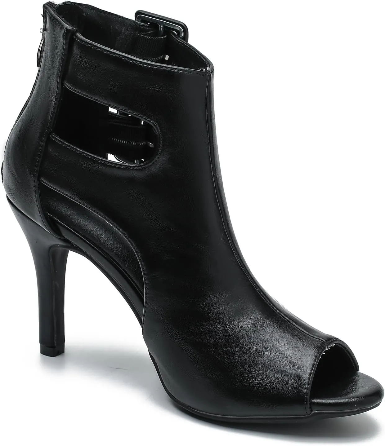 Heels for Women Open Toe Boots Cutout Ankle Strap Buckle Stiletto High Heel Sandals for Prom Party Wedding