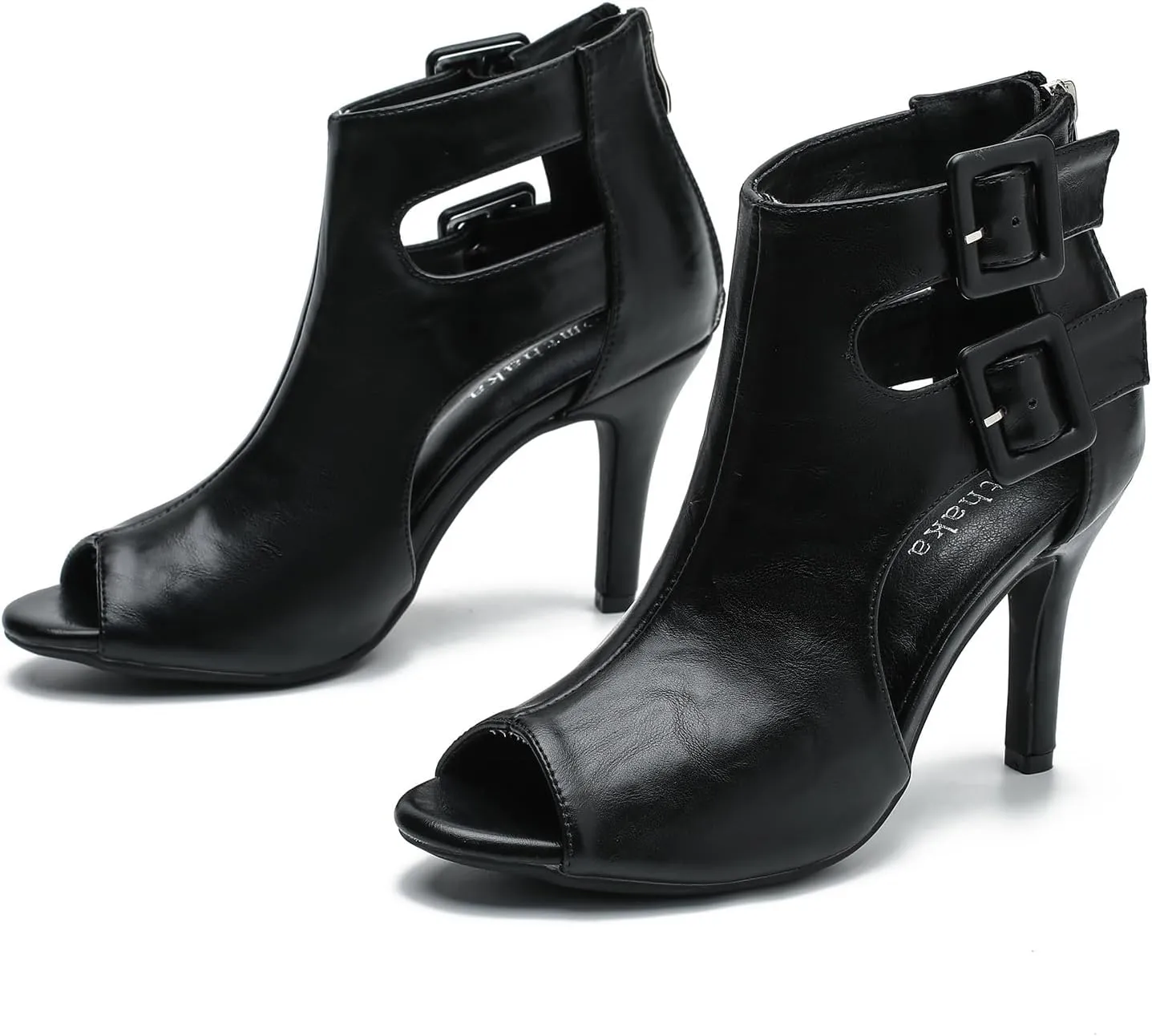 Heels for Women Open Toe Boots Cutout Ankle Strap Buckle Stiletto High Heel Sandals for Prom Party Wedding