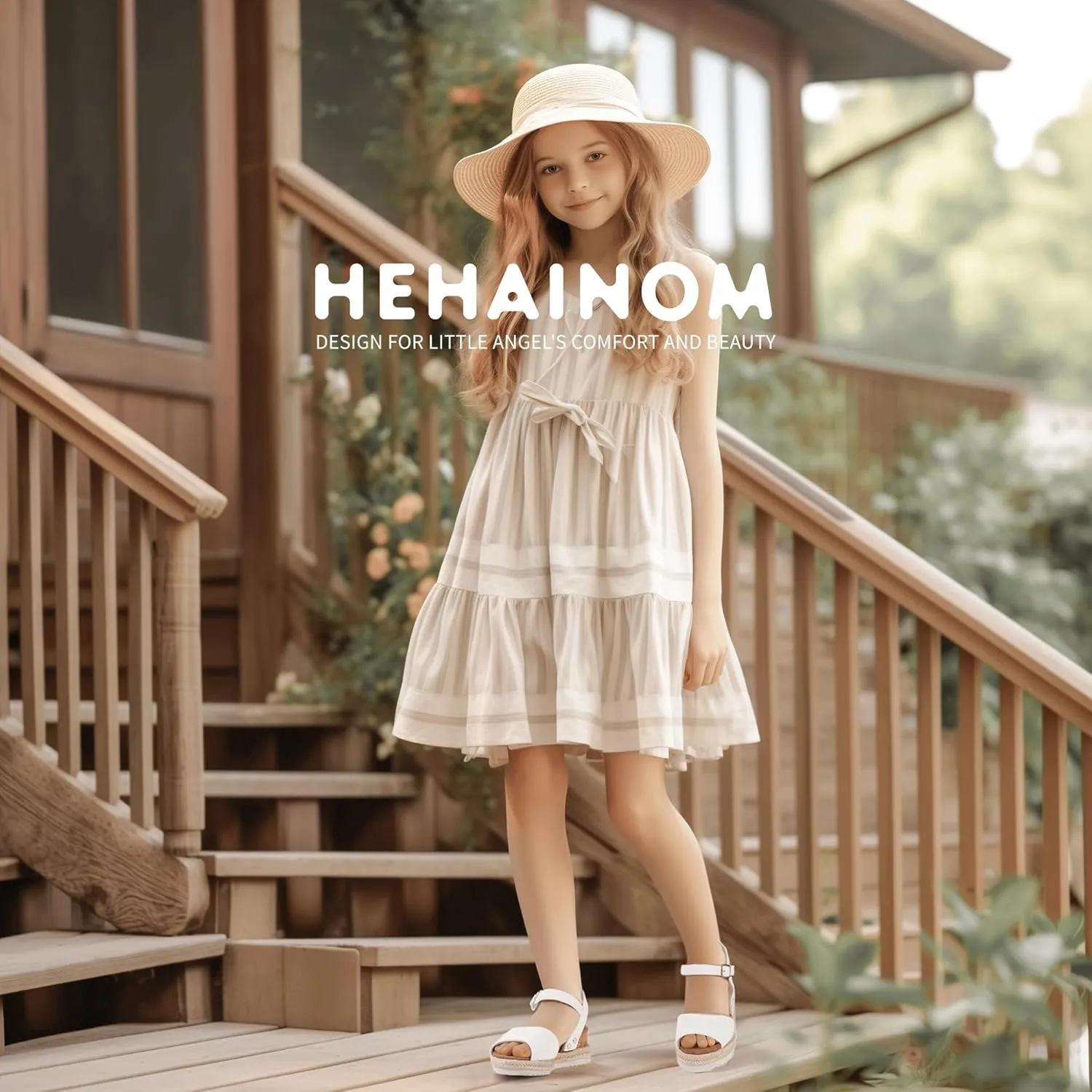 Hehainom Girls Wedge Sandals Platform Shoes Little Big Kid Summer Girls Heels Dress Shoes