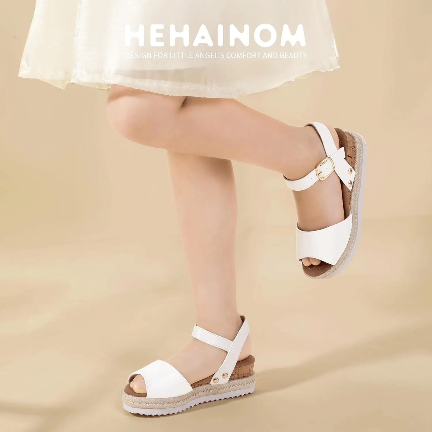 Hehainom Girls Wedge Sandals Platform Shoes Little Big Kid Summer Girls Heels Dress Shoes