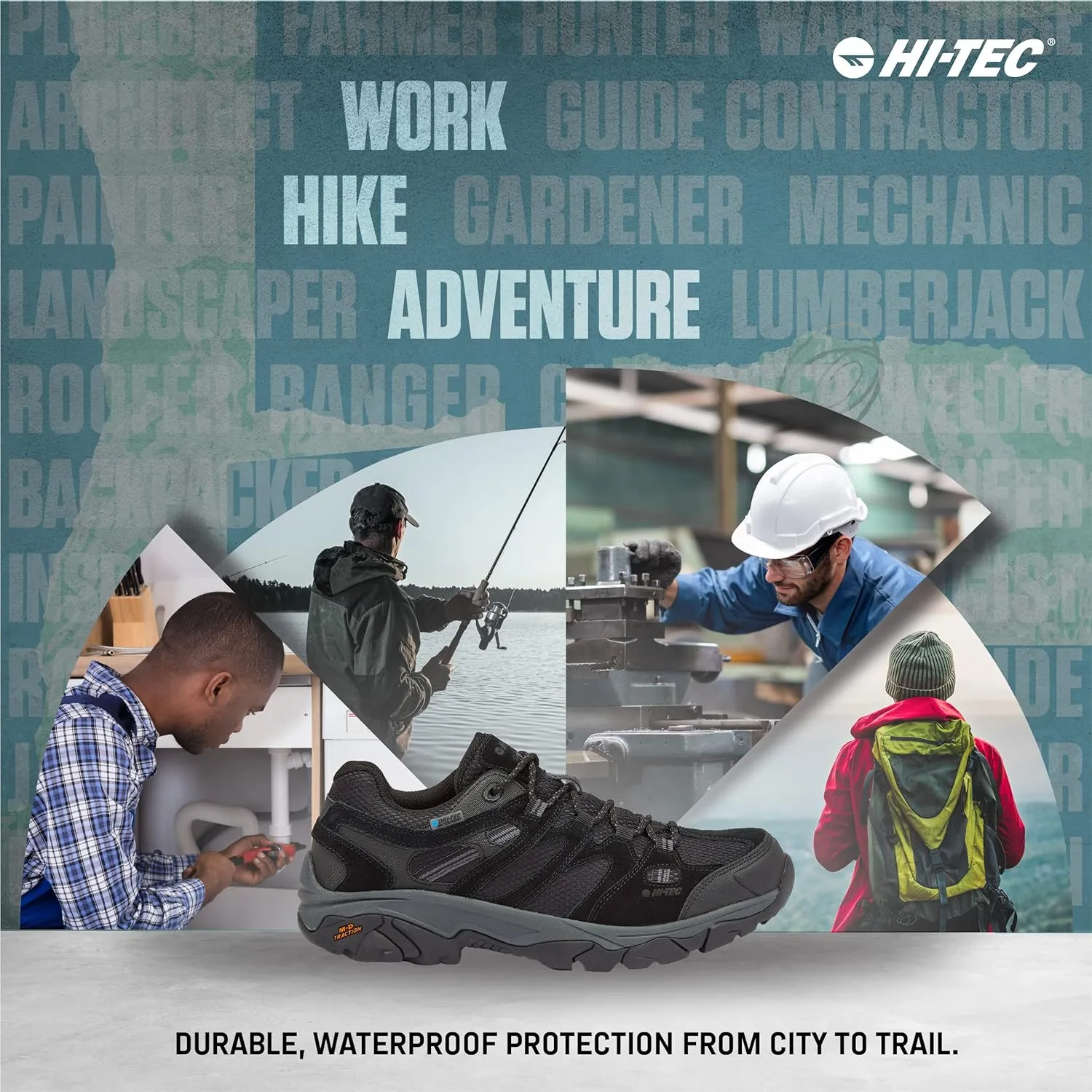 HI-TEC Ravus WP Low Waterproof Hiking Shoes for Men, Lightweight Breathable Outdoor Trekking and Trail Shoes, Sizes 7 to 15, Medium and Extra Wide Mens Hiking Shoes