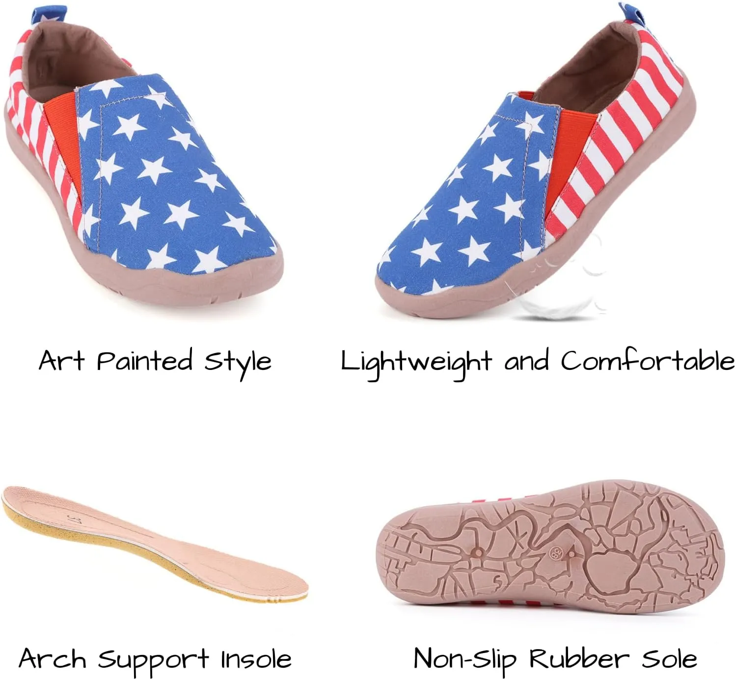 HiGropcore Women's Art Painted Casual Loafers Slip On Canvas Walking Shoes Comfortable Lightweight Ladies Travel Shoes