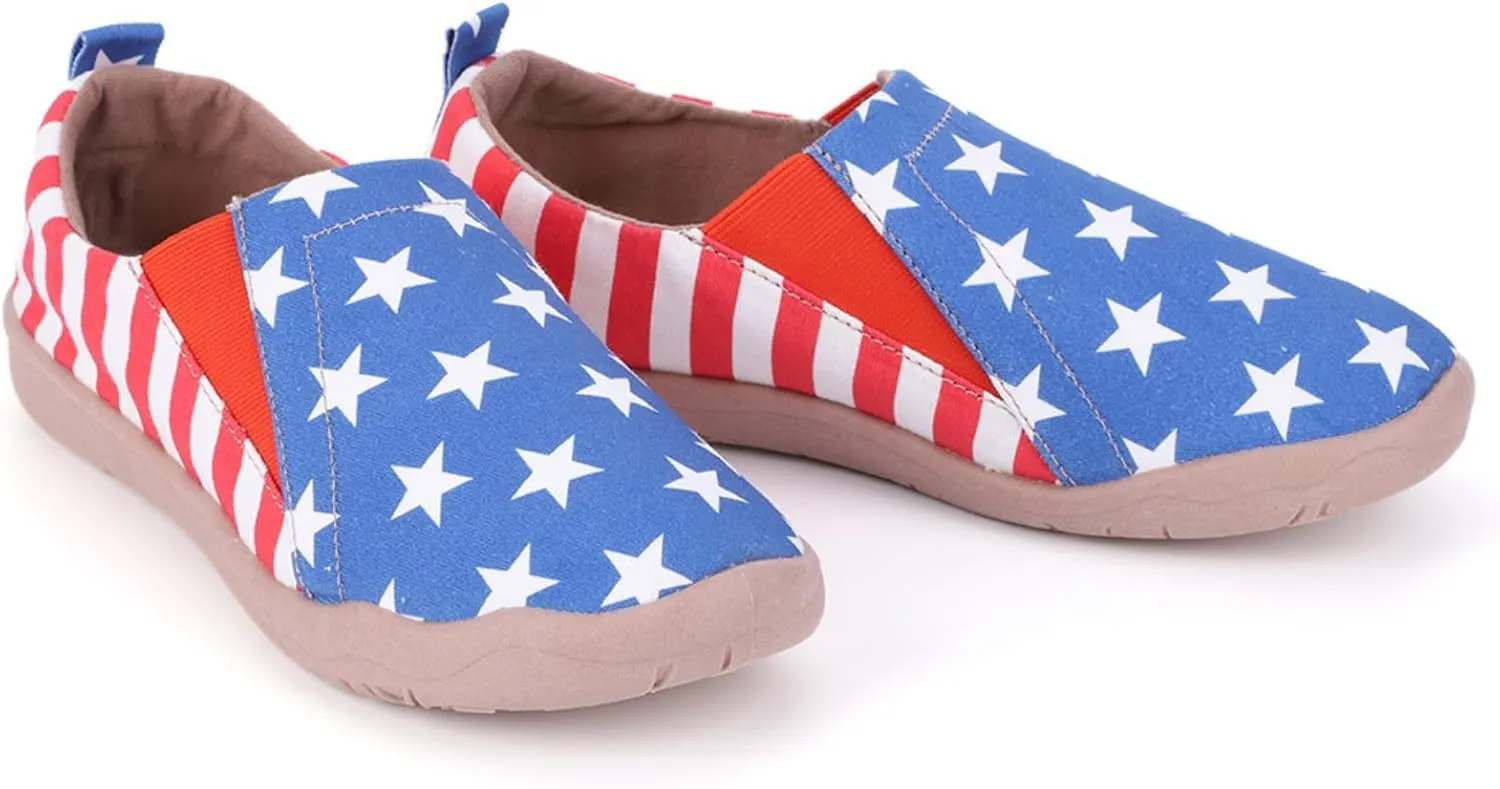 HiGropcore Women's Art Painted Casual Loafers Slip On Canvas Walking Shoes Comfortable Lightweight Ladies Travel Shoes
