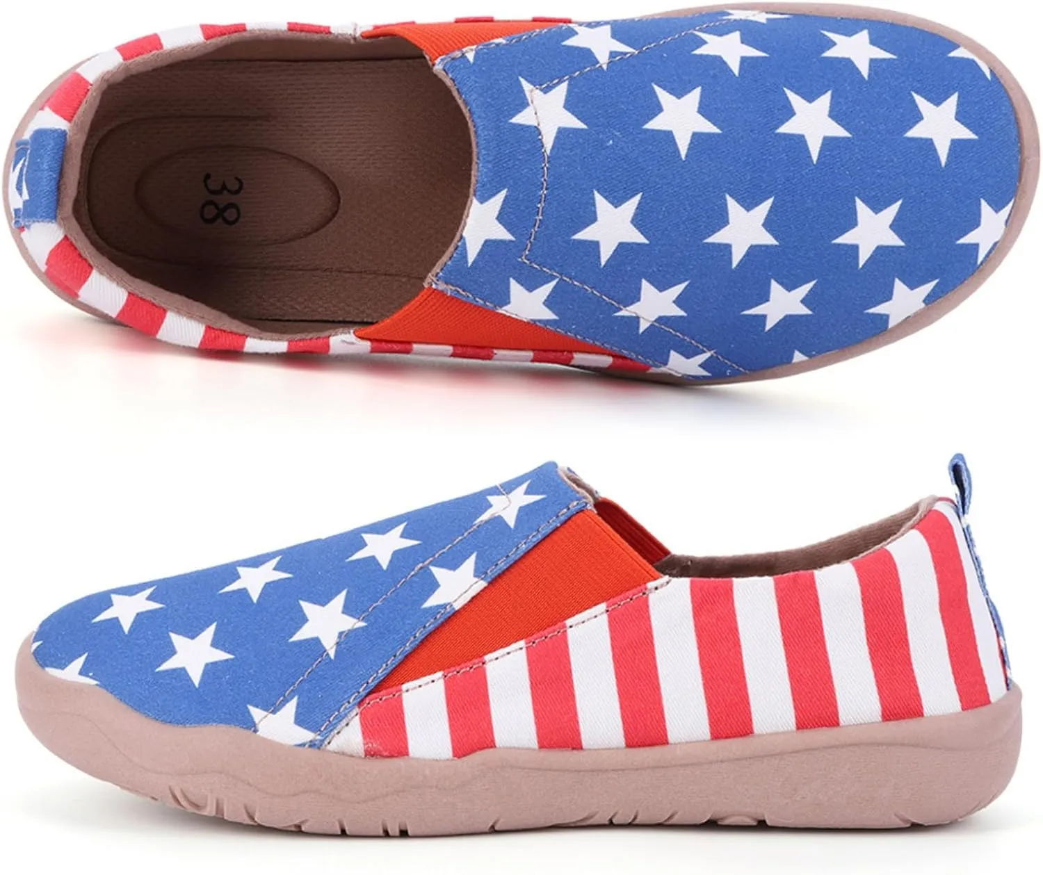 HiGropcore Women's Art Painted Casual Loafers Slip On Canvas Walking Shoes Comfortable Lightweight Ladies Travel Shoes