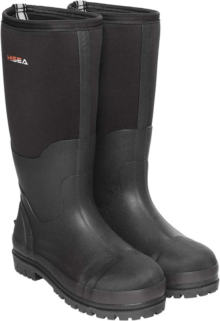 HISEA Men's Rubber Neoprene Rain Boots, Snow Boots - Tall Warm Waterproof Mens Winter Boots Durable Slip Resistant Boots for Men Outdoor Working, Hunting, Fishing