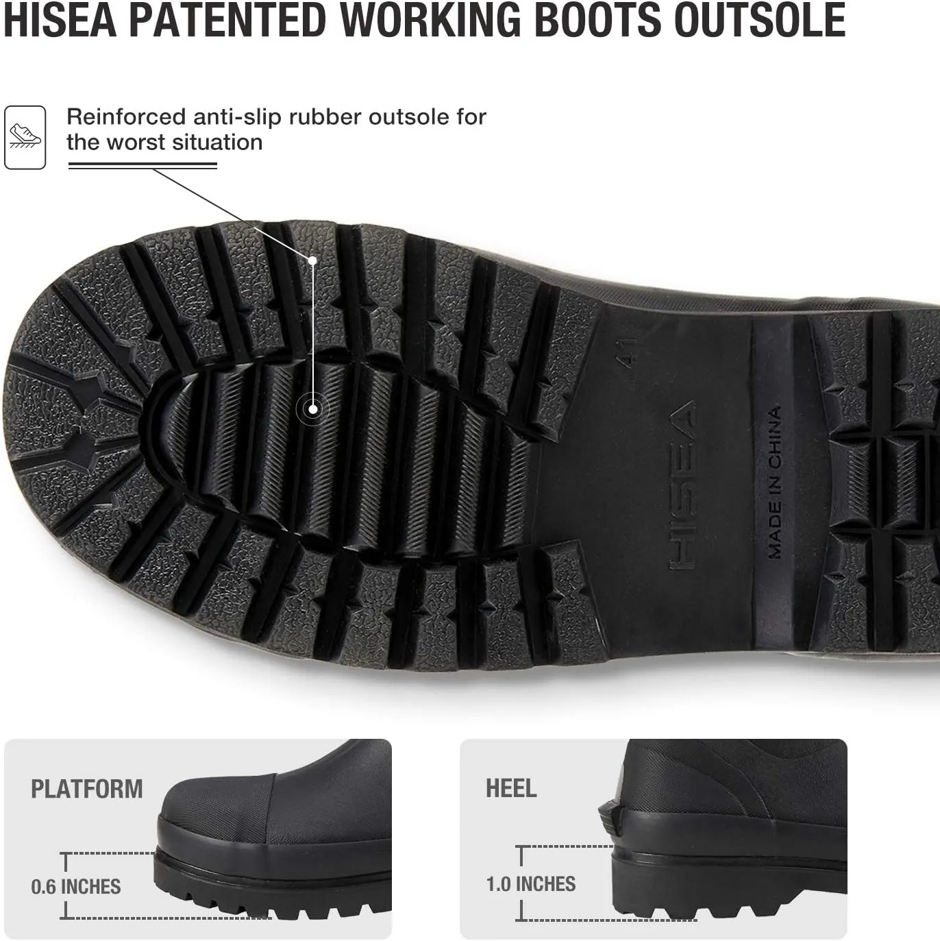 HISEA Men's Rubber Neoprene Rain Boots, Snow Boots - Tall Warm Waterproof Mens Winter Boots Durable Slip Resistant Boots for Men Outdoor Working, Hunting, Fishing