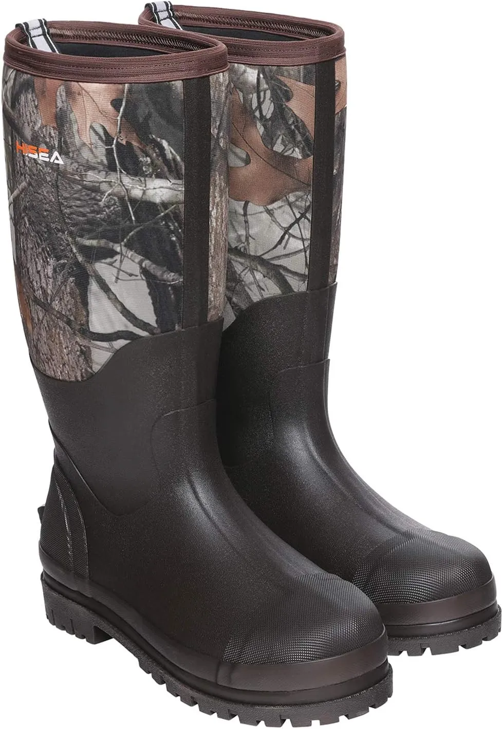 HISEA Men's Rubber Neoprene Rain Boots, Snow Boots - Tall Warm Waterproof Mens Winter Boots Durable Slip Resistant Boots for Men Outdoor Working, Hunting, Fishing