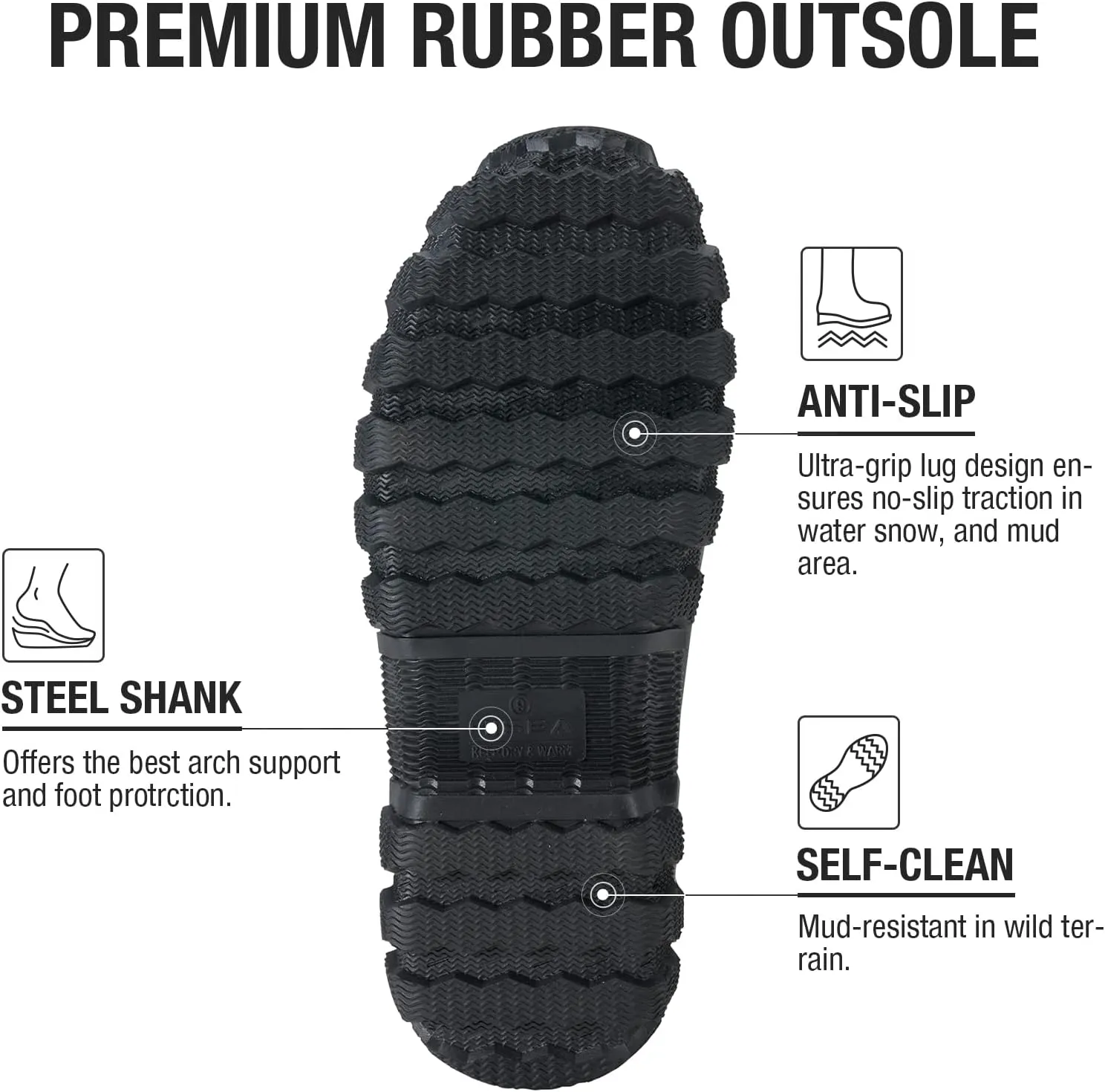 HISEA Upgraded Men's Rain Boots, Waterproof Insulated Rubber Neoprene Boots with Steel Shank, Durable Anti-Slip Outdoor Work Boots for Hunting Gardening Farming Fishing Mud Working, Adjustable Calf