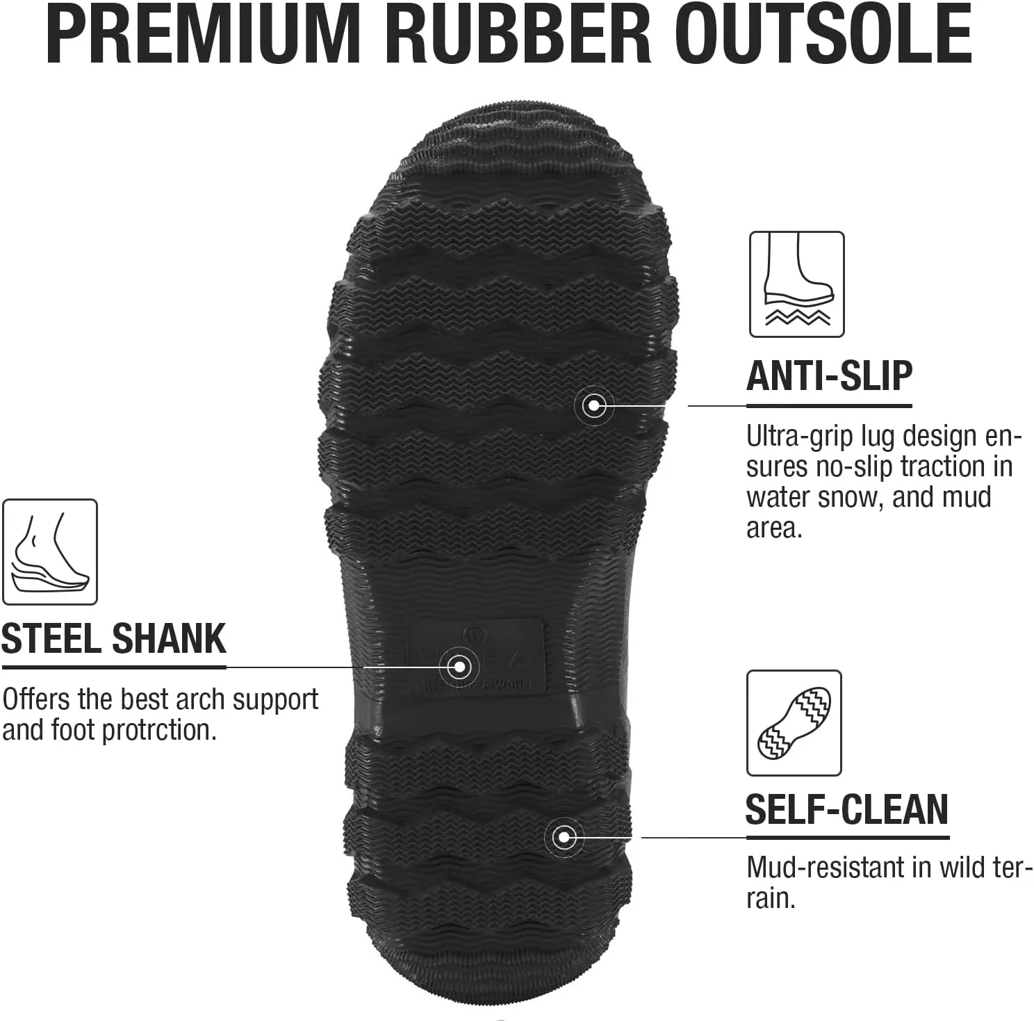 HISEA Women's Mid Calf Rain Boots Waterproof Rubber Boot for Garden Mud Working