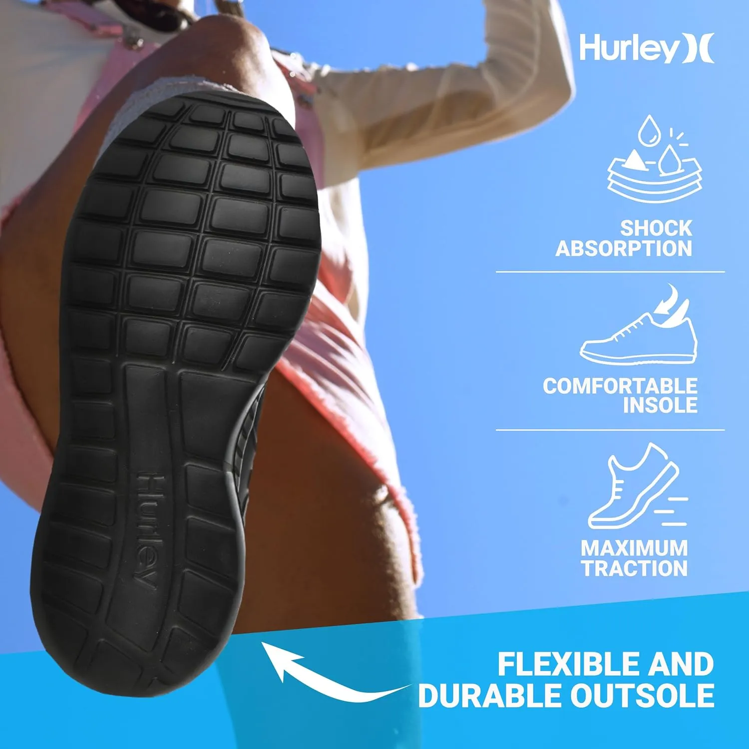 Hurley Kiwi Kids Sneakers - Versatile Sports and Running Shoes for Kids, Girls and Boys Sneaker Shoes, Durable Sports Shoes for Boys and Girls- Rubber Shoes for Children