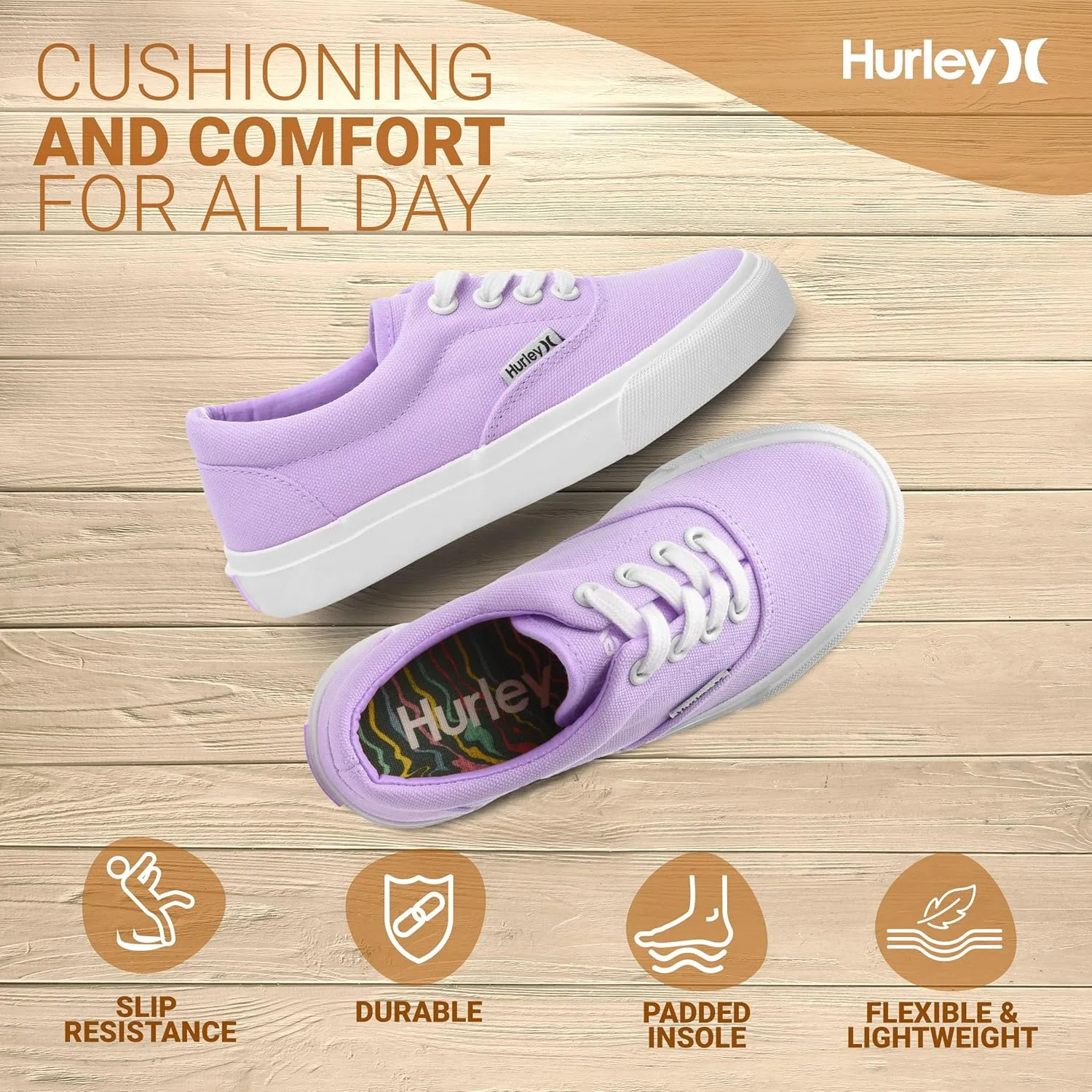 Hurley Marley Kids Lace Up Canvas Sneakers – Low Cut Skateboarding Shoes for Kids, Sports Shoes for Boys and Girls