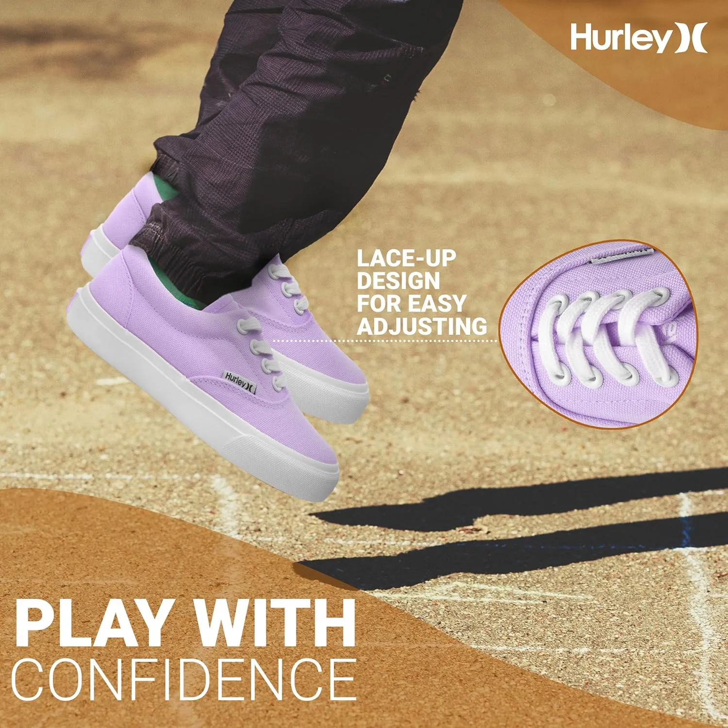 Hurley Marley Kids Lace Up Canvas Sneakers – Low Cut Skateboarding Shoes for Kids, Sports Shoes for Boys and Girls