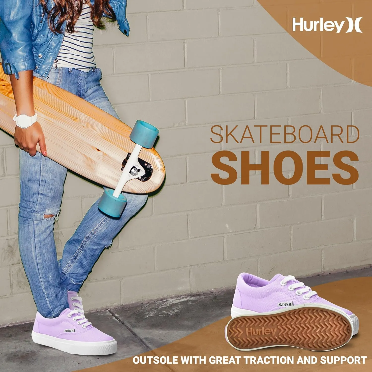 Hurley Marley Kids Lace Up Canvas Sneakers – Low Cut Skateboarding Shoes for Kids, Sports Shoes for Boys and Girls