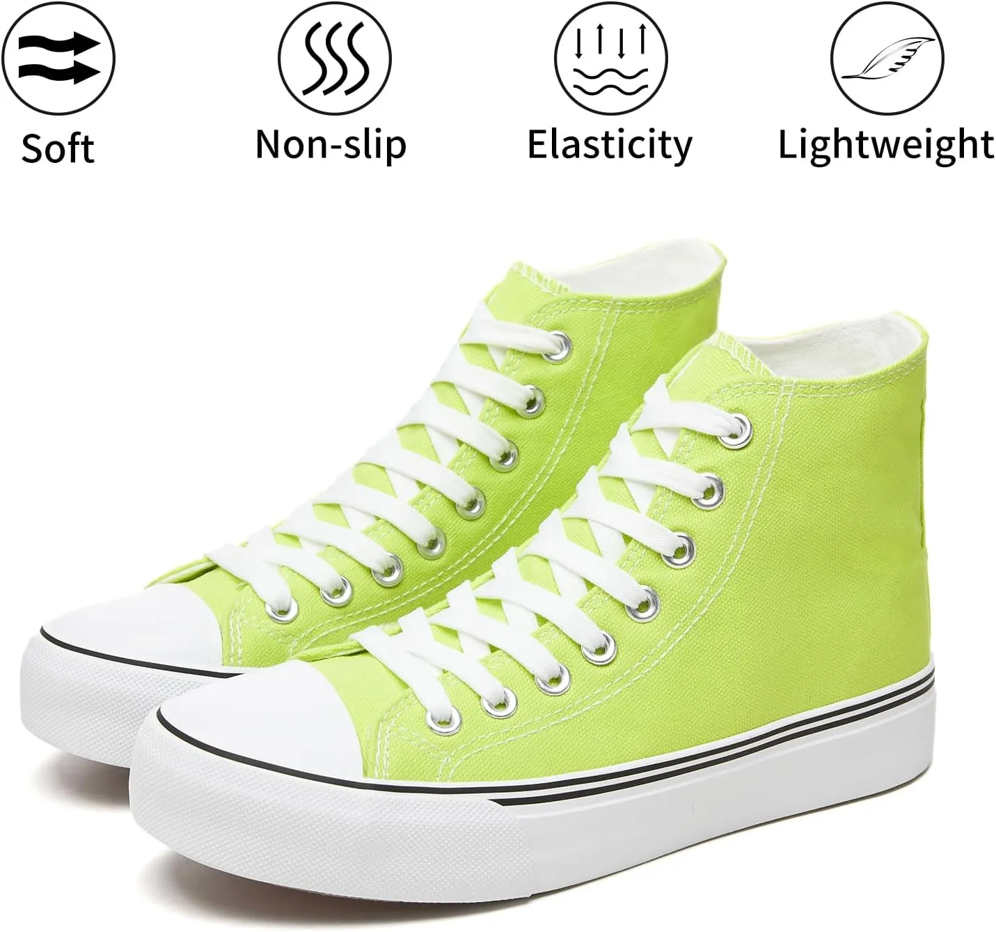 Iarus High Top Sneakers for Women White Canvas Comfortable Shoes for Women Walking Casual Sneakers Tennis Shoes