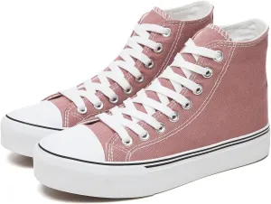 Iarus High Top Sneakers for Women White Canvas Comfortable Shoes for Women Walking Casual Sneakers Tennis Shoes