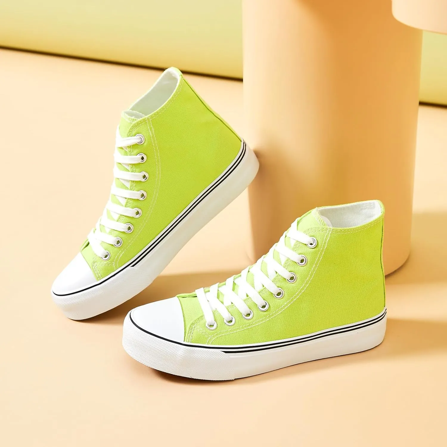 Iarus High Top Sneakers for Women White Canvas Comfortable Shoes for Women Walking Casual Sneakers Tennis Shoes