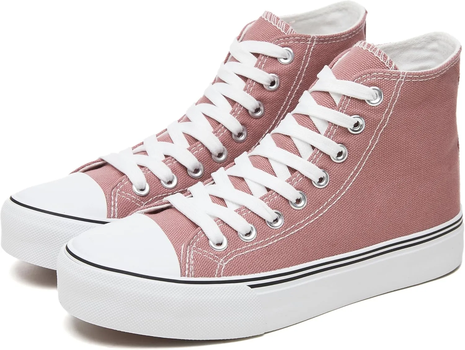 Iarus High Top Sneakers for Women White Canvas Comfortable Shoes for Women Walking Casual Sneakers Tennis Shoes