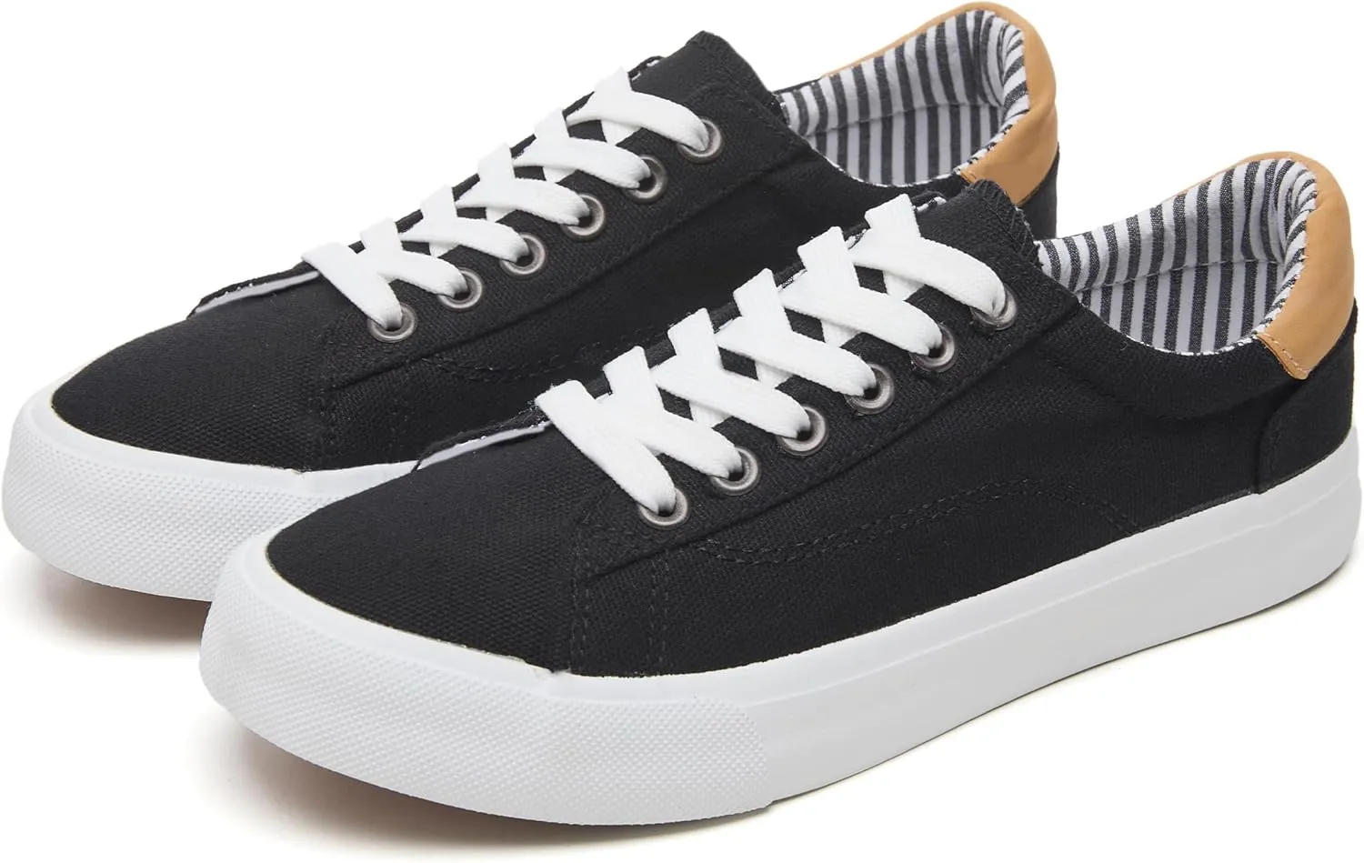 Iarus Women's Fashion Sneakers Low Top White Canvas Shoes for Womens Comfortable Breathable Lace-Up