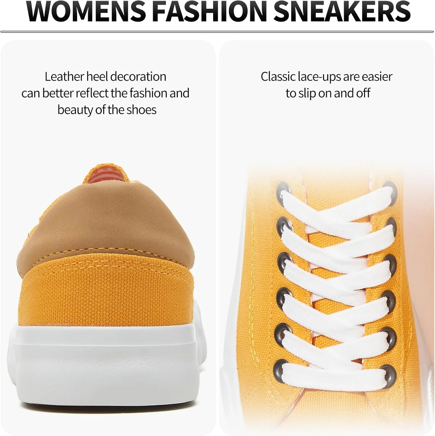 Iarus Women's Fashion Sneakers Low Top White Canvas Shoes for Womens Comfortable Breathable Lace-Up