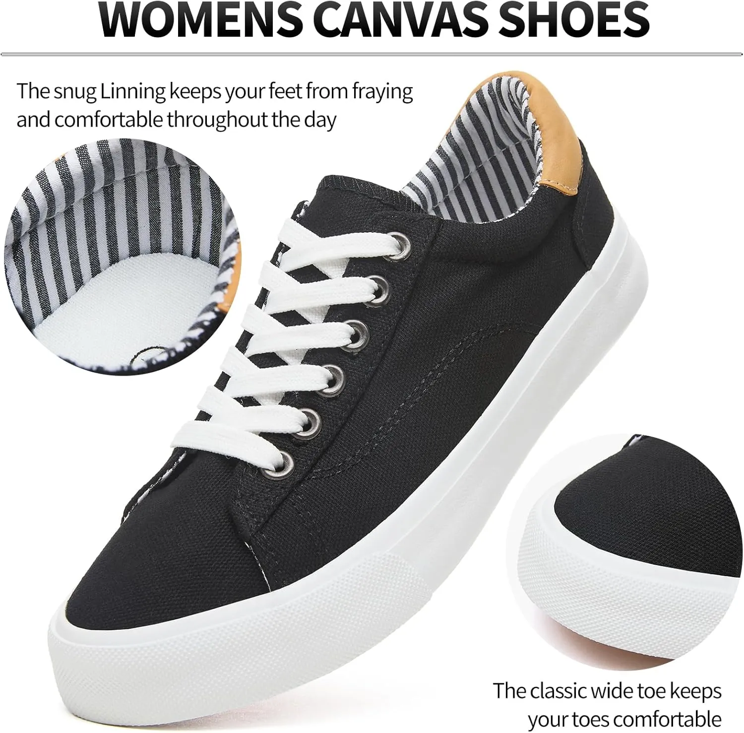 Iarus Women's Fashion Sneakers Low Top White Canvas Shoes for Womens Comfortable Breathable Lace-Up