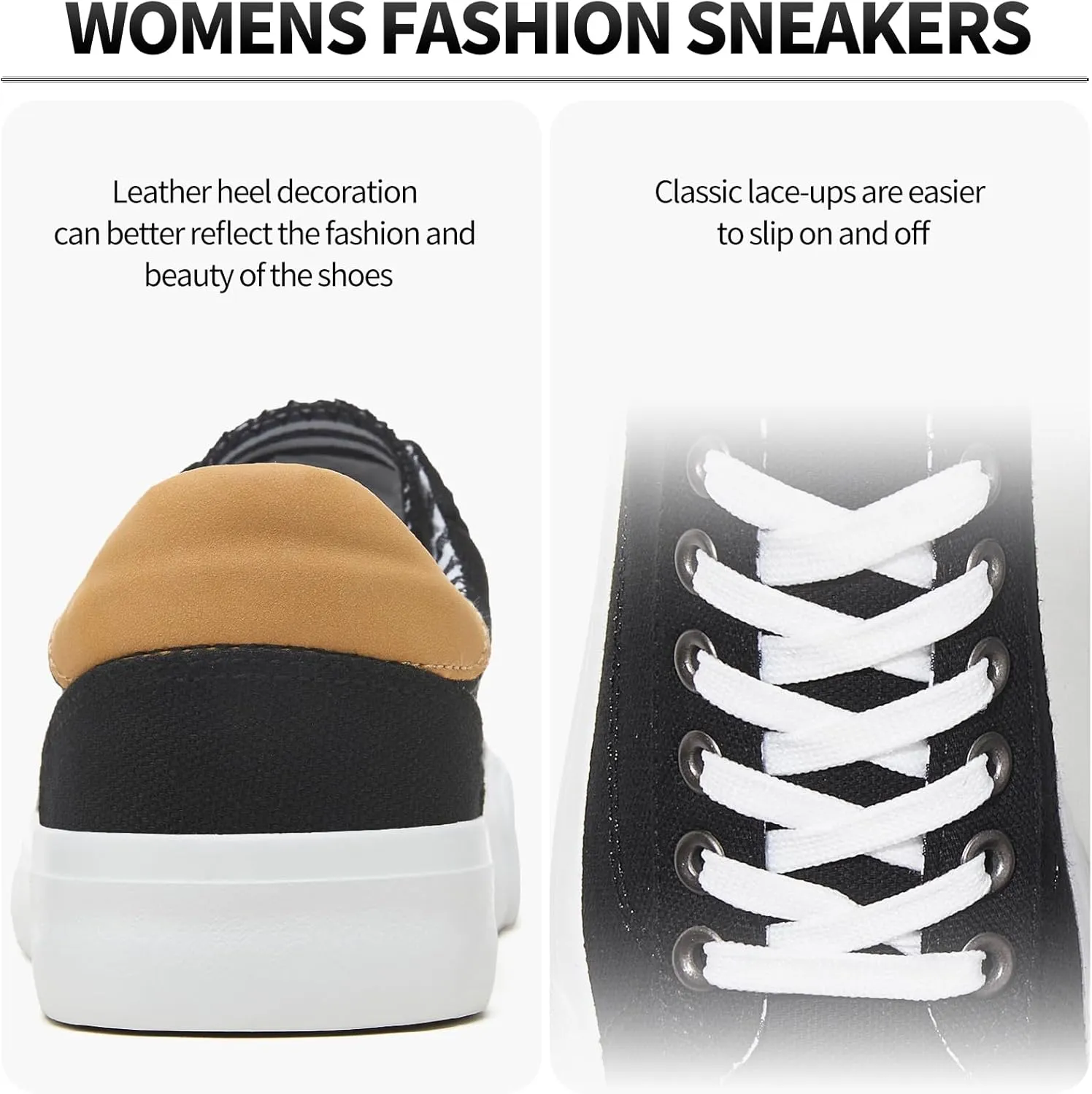 Iarus Women's Fashion Sneakers Low Top White Canvas Shoes for Womens Comfortable Breathable Lace-Up