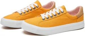 Iarus Women's Fashion Sneakers Low Top White Canvas Shoes for Womens Comfortable Breathable Lace-Up