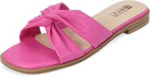 IDIFU Women's Flat Sandals Square Open Toe Slip On Sandals for Women Beach Summer Comfortable Dress Sandals Dressy Cute Walking Slide Sandals Casual Twist Strap Sandals