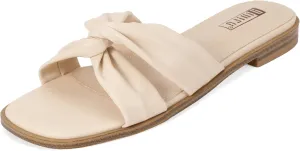 IDIFU Women's Flat Sandals Square Open Toe Slip On Sandals for Women Beach Summer Comfortable Dress Sandals Dressy Cute Walking Slide Sandals Casual Twist Strap Sandals