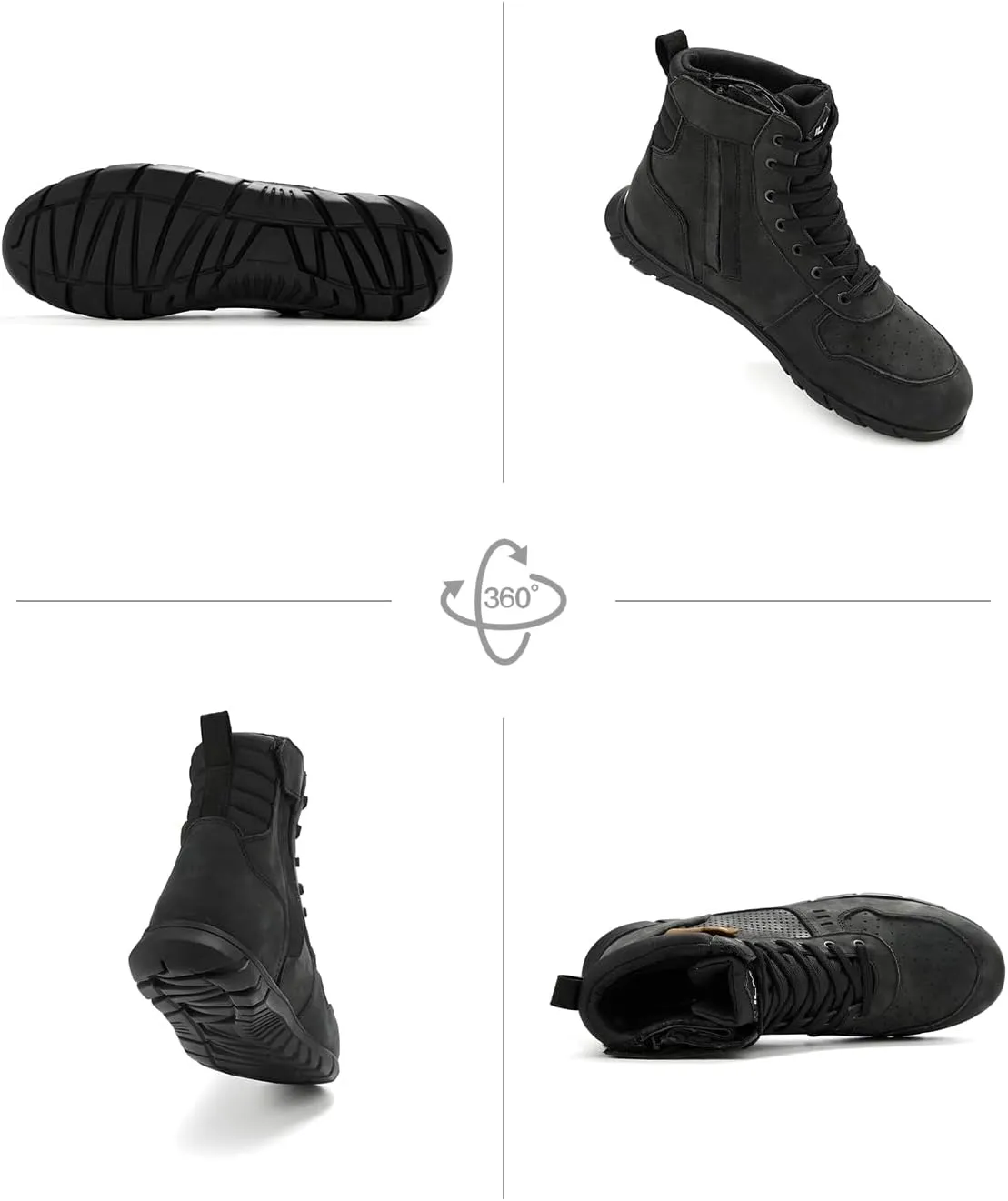 ILM Motorcycle Leather Shoes for Men Waterproof Anti-Slip with Ankle Support Model UB305