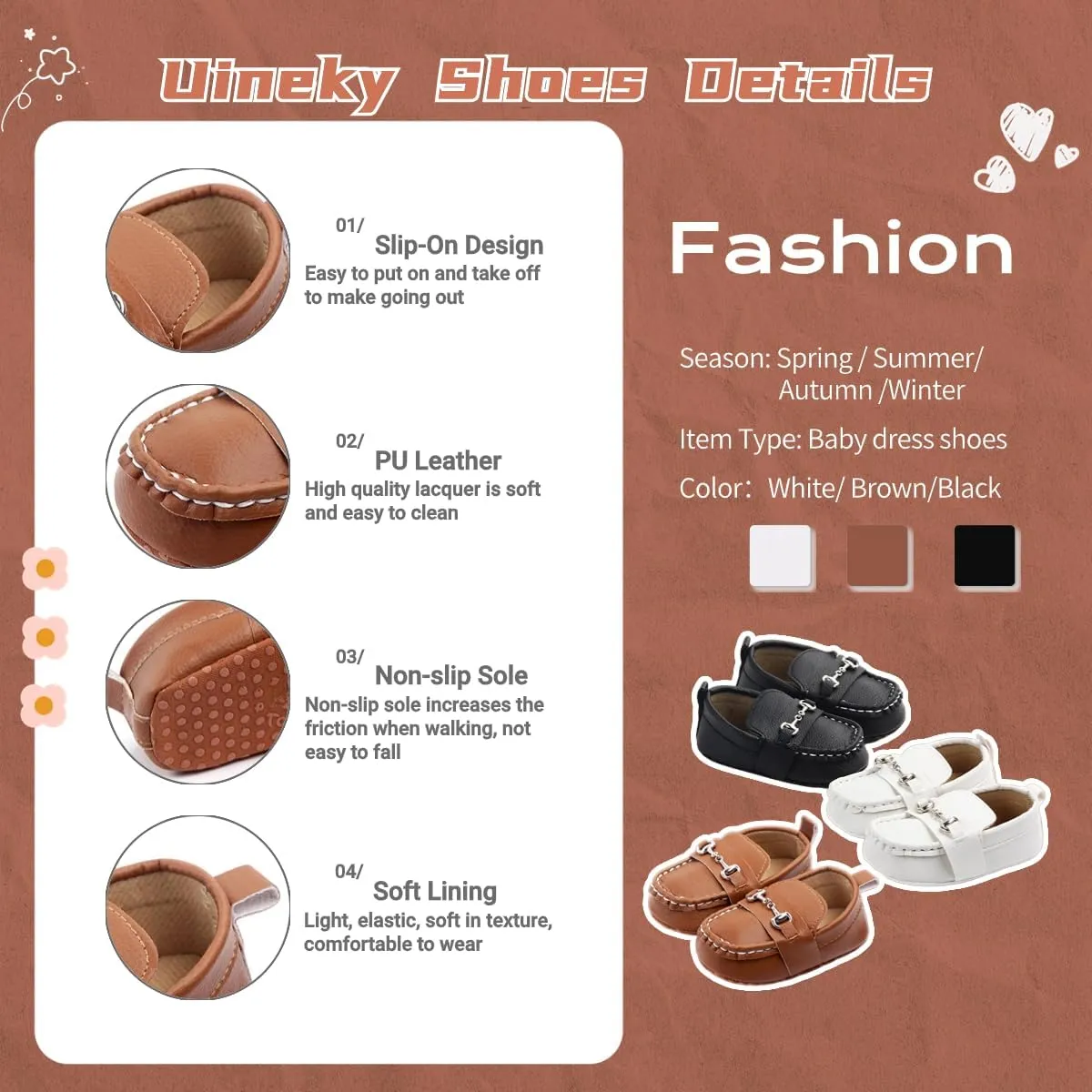 Infant Baby Boys Girls Leather Loafers Dress Shoes Newborn Oxford Flats Casual Moccasins Slip-On First Walking Boat Shoes