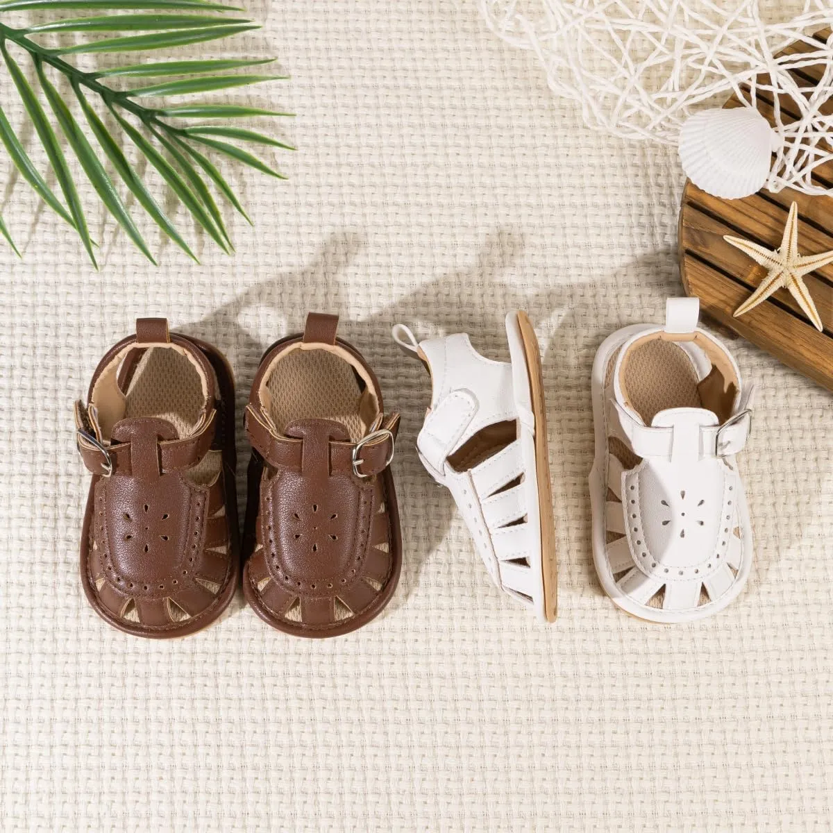 ISINSER Infant Boys Girls Sandals Newborn Closed Toe Summer Outdoor Sandal Baby Nonslip Soft Sole Crib Shoes First Walkers Prewalkers