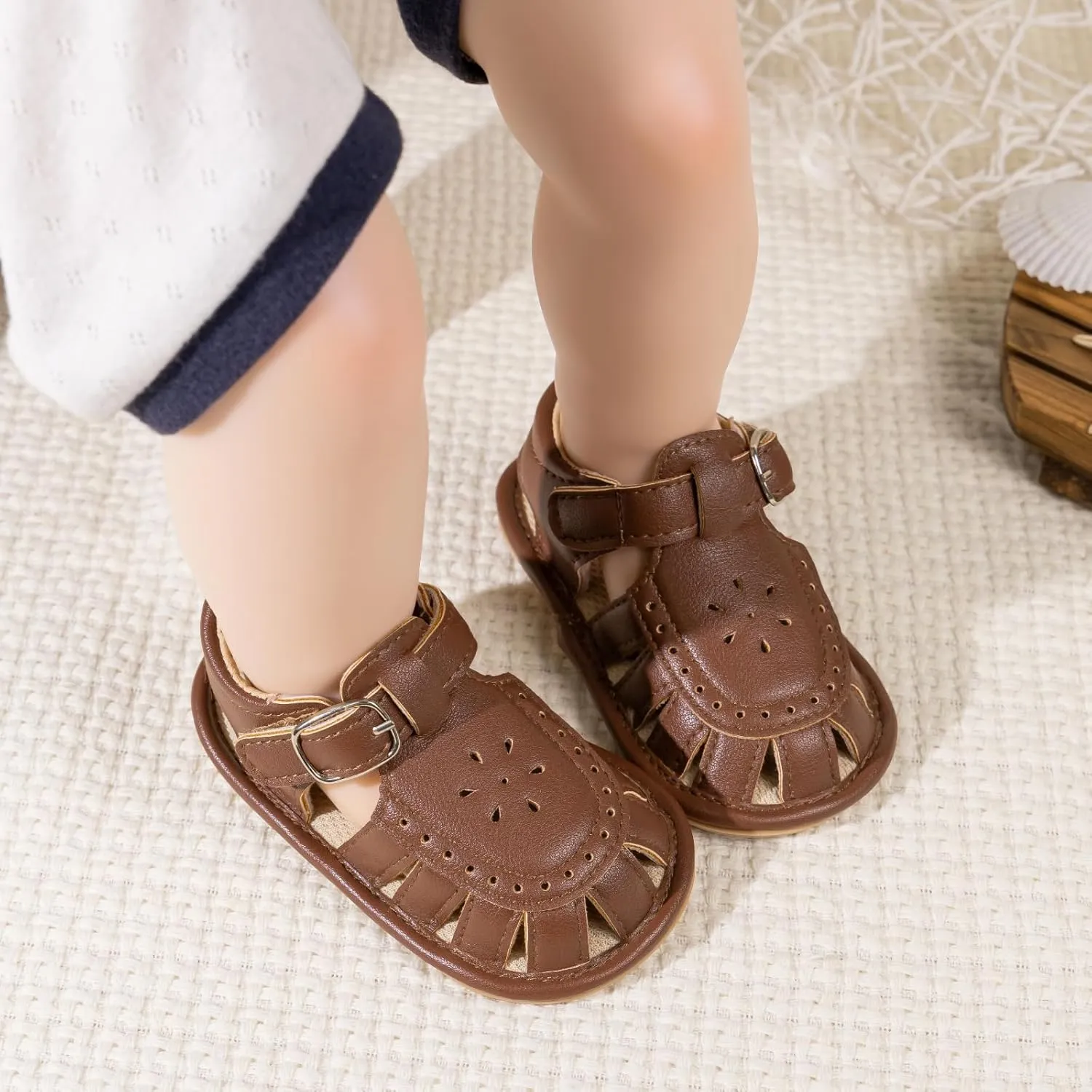 ISINSER Infant Boys Girls Sandals Newborn Closed Toe Summer Outdoor Sandal Baby Nonslip Soft Sole Crib Shoes First Walkers Prewalkers