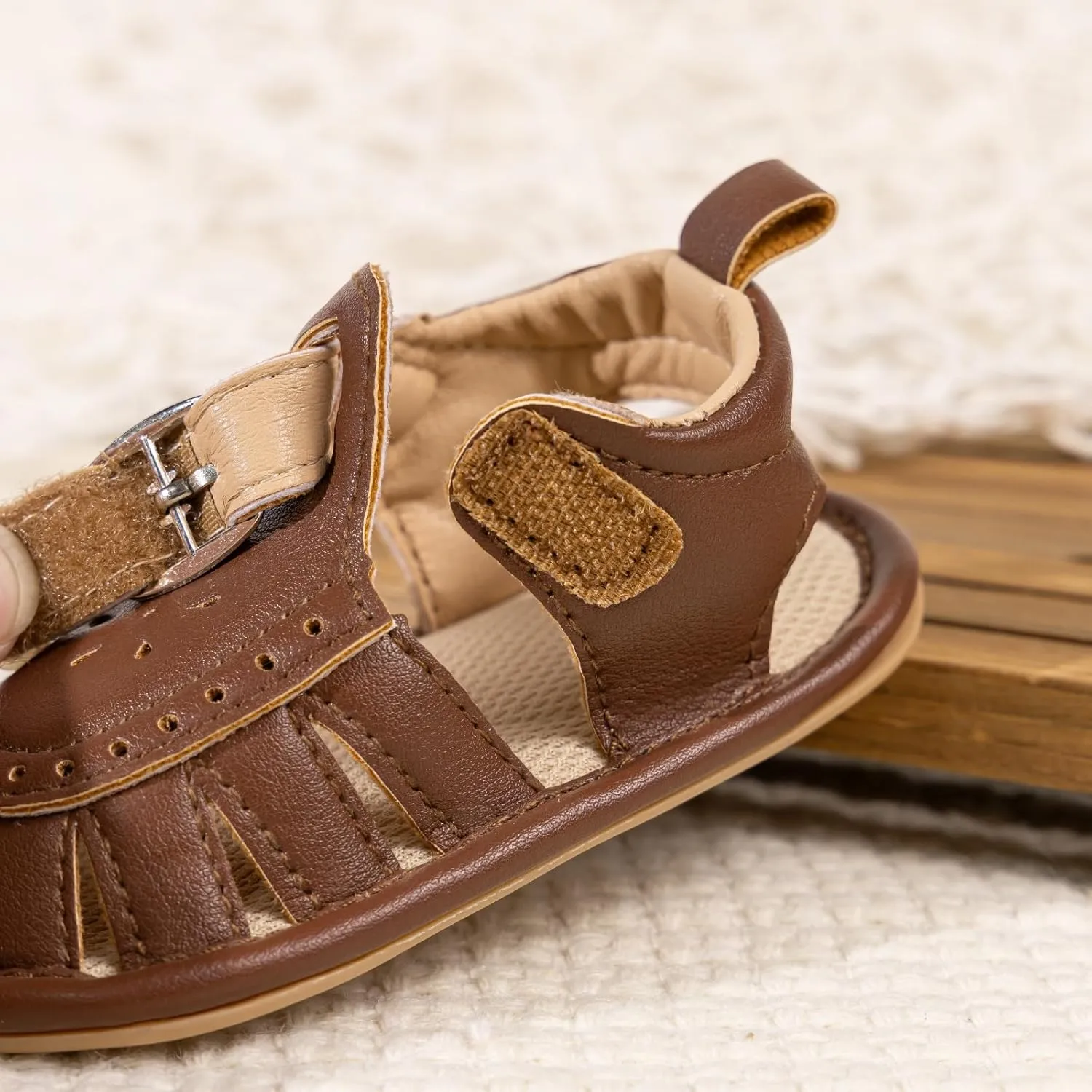 ISINSER Infant Boys Girls Sandals Newborn Closed Toe Summer Outdoor Sandal Baby Nonslip Soft Sole Crib Shoes First Walkers Prewalkers