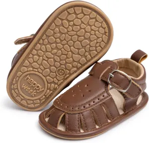 ISINSER Infant Boys Girls Sandals Newborn Closed Toe Summer Outdoor Sandal Baby Nonslip Soft Sole Crib Shoes First Walkers Prewalkers