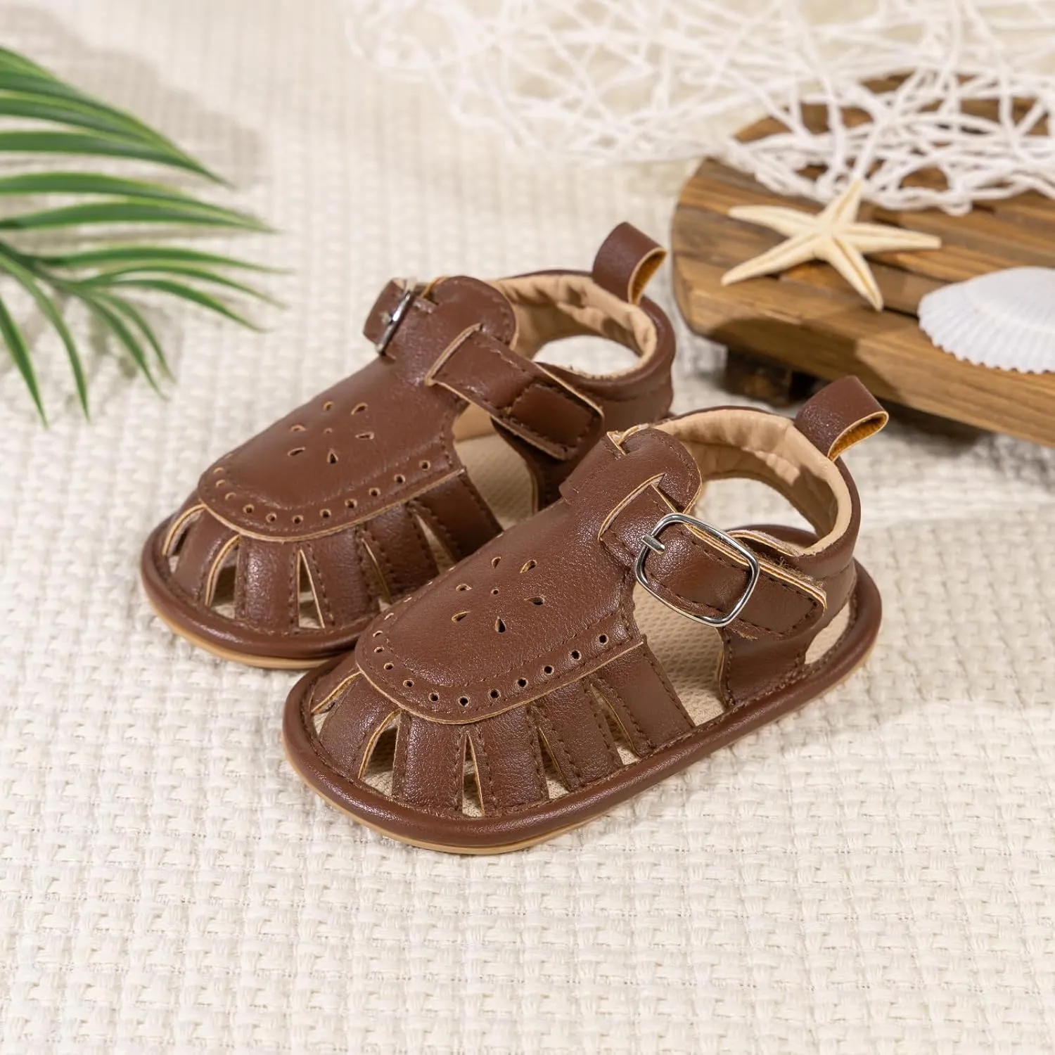 ISINSER Infant Boys Girls Sandals Newborn Closed Toe Summer Outdoor Sandal Baby Nonslip Soft Sole Crib Shoes First Walkers Prewalkers